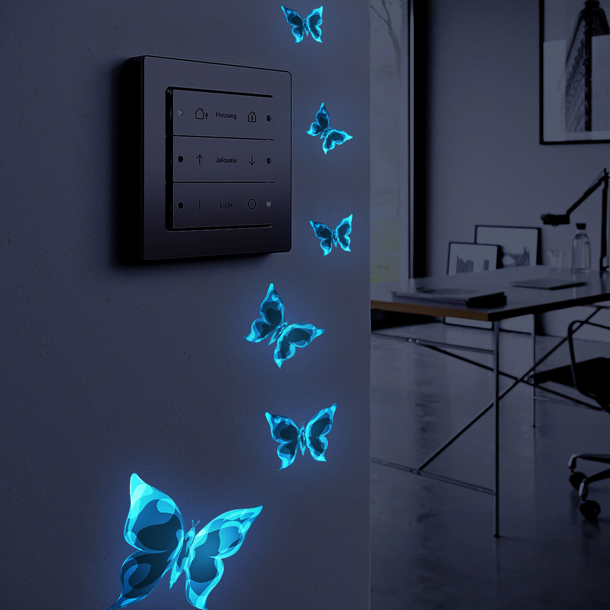Blue Luminous Butterfly Wall Sticker